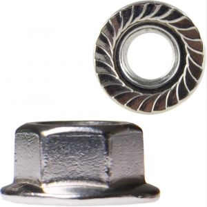 M4 HEXAGON SERRATED FLANGE NUT DIN 6923 A4 STAINLESS STEEL