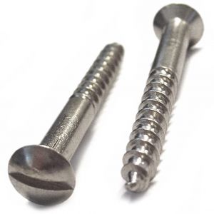 4.0 X 35 SLOT ROUND WOODSCREW DIN 96 A2 STAINLESS STEEL
